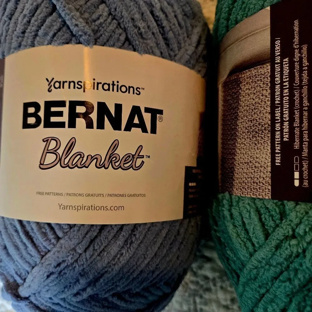 Bernat Blanket Yarn - Gray Blue & Light Teal 10.5 Ounces Each